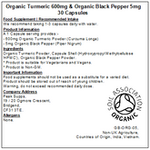 Organic Turmeric 600mg & Organic Black Pepper 5mg Capsules